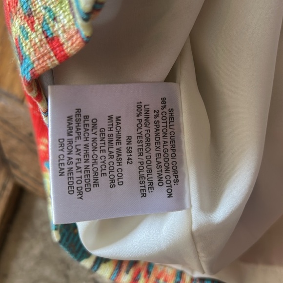 Maggy London Ikat Stipe Woven Boho Sheath Dress Square Neck Size 6P - Picture 12 of 13